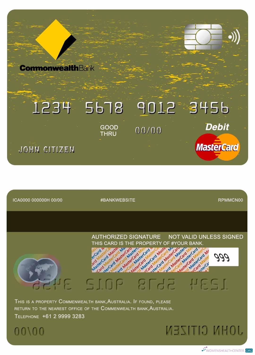 Download Australia Commonwealth bank master card Photoshop template